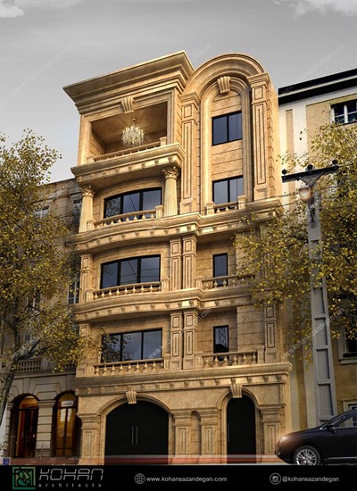آپارتمان مسکونی  چهار طبقه با نمای کلاسیک 