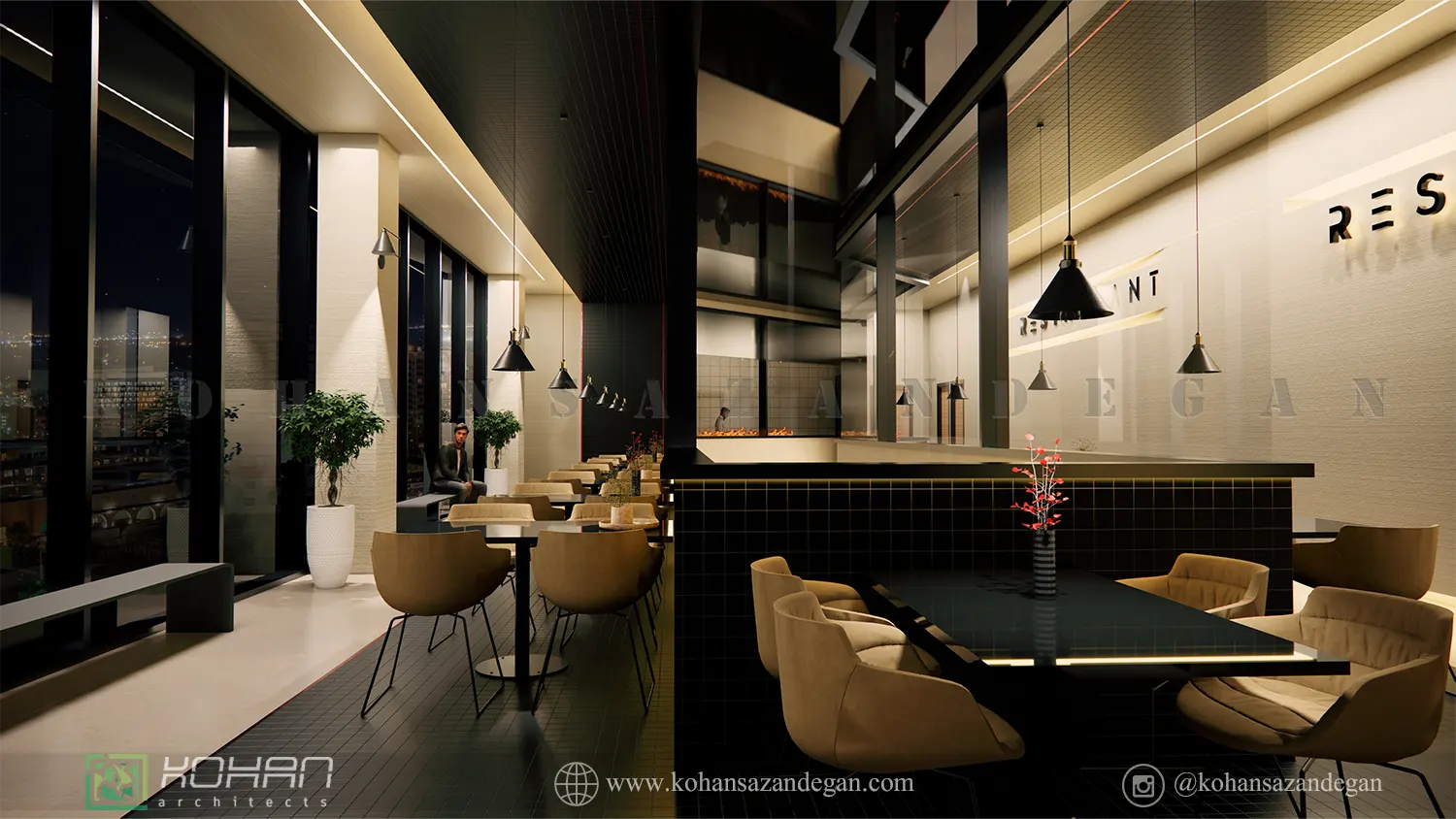 طراحی داخلی کافه رستوران شیک در قائمشهر 