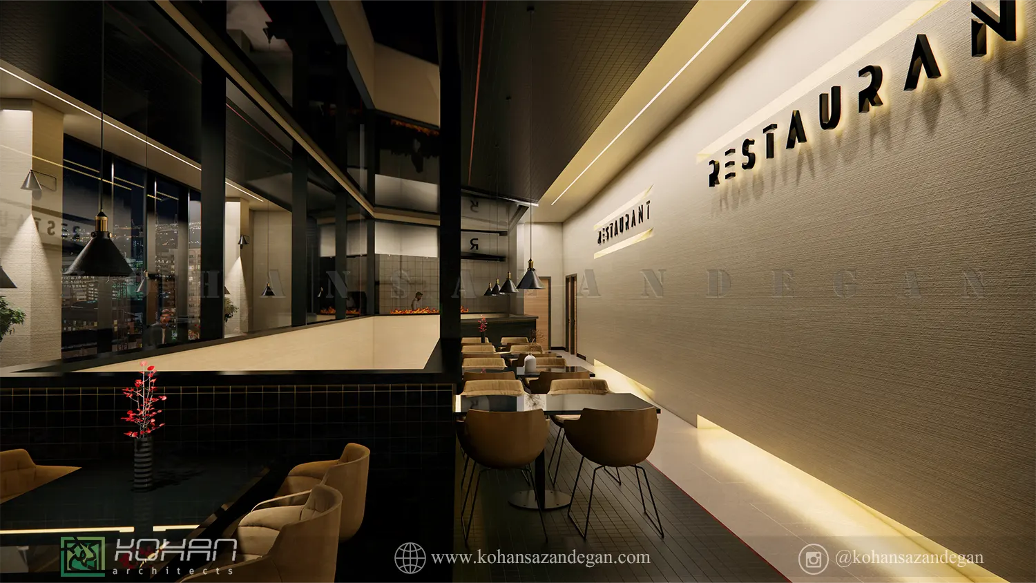 دکوراسیون داخلی رستوران شیک در قائمشهر 