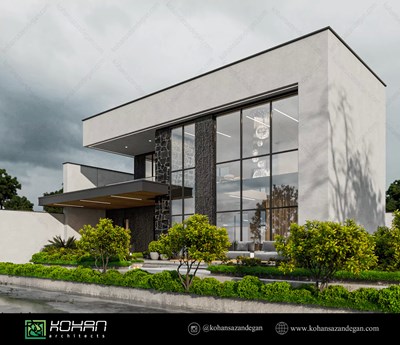 طراحی نمای ویلا دوبلکس مدرن در خوزستان 