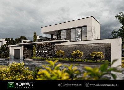 طراحی نمای ویلا دوبلکس در خوزستان 