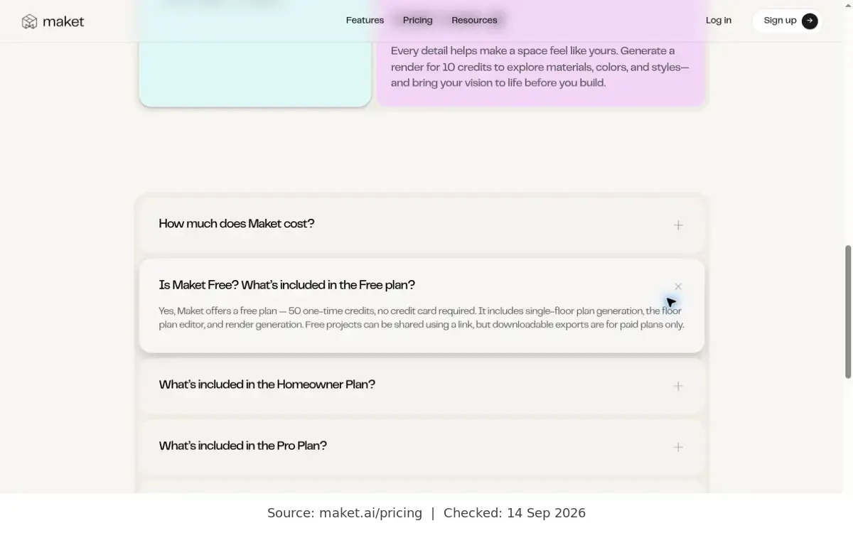 محدودیت اعتبار و دانلود در پلن رایگان Maket