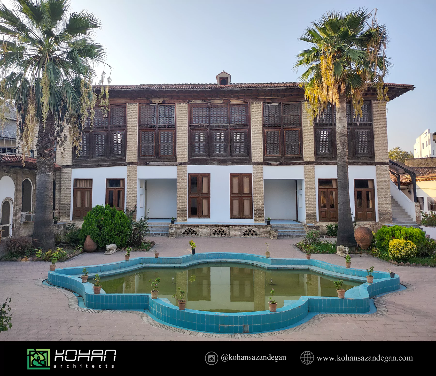 عمارت فاضلی- ایوان و حیاط معماری سنتی ایرانی