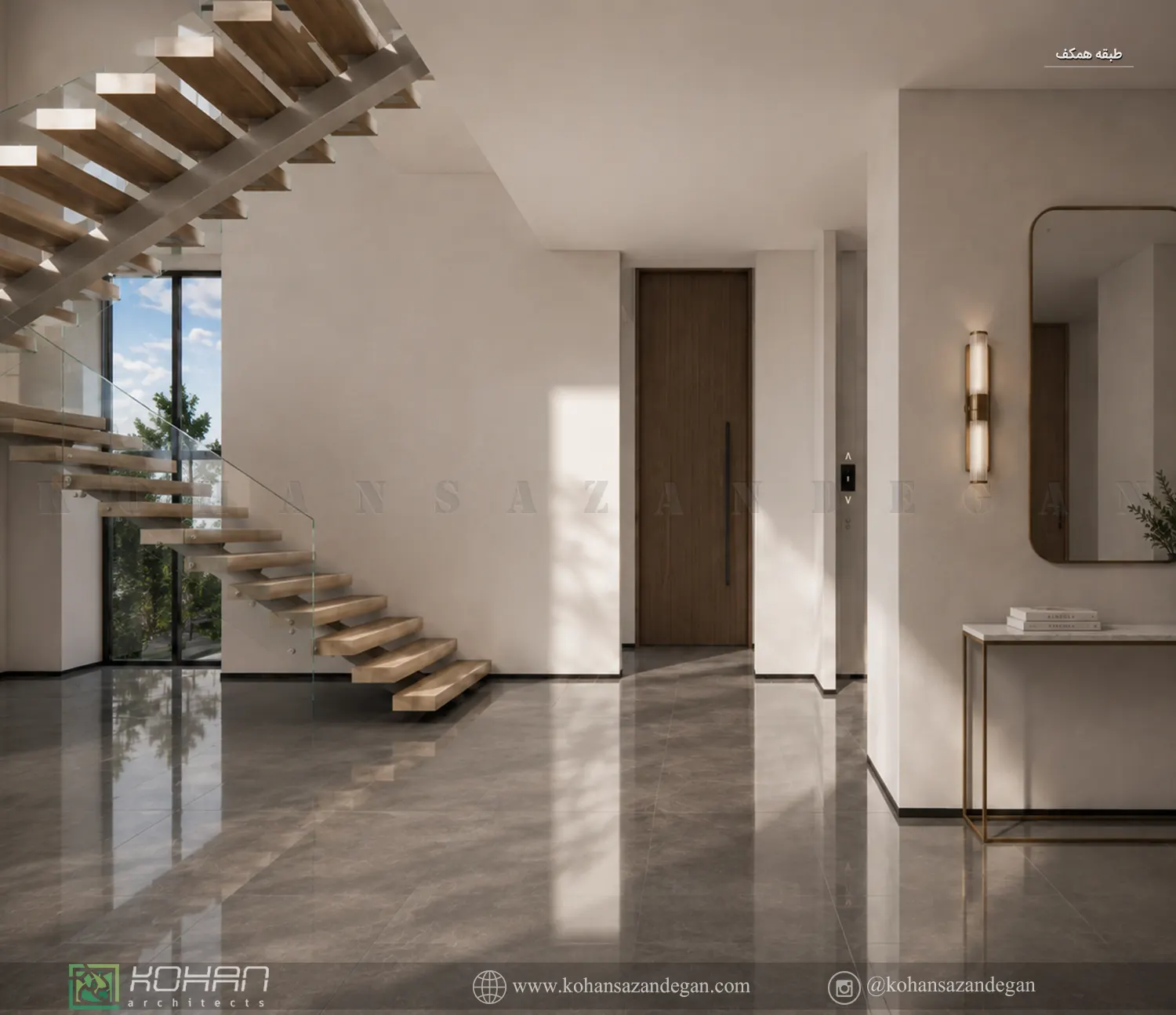 طراحی فضای راهرو ویلا (Corridor) 