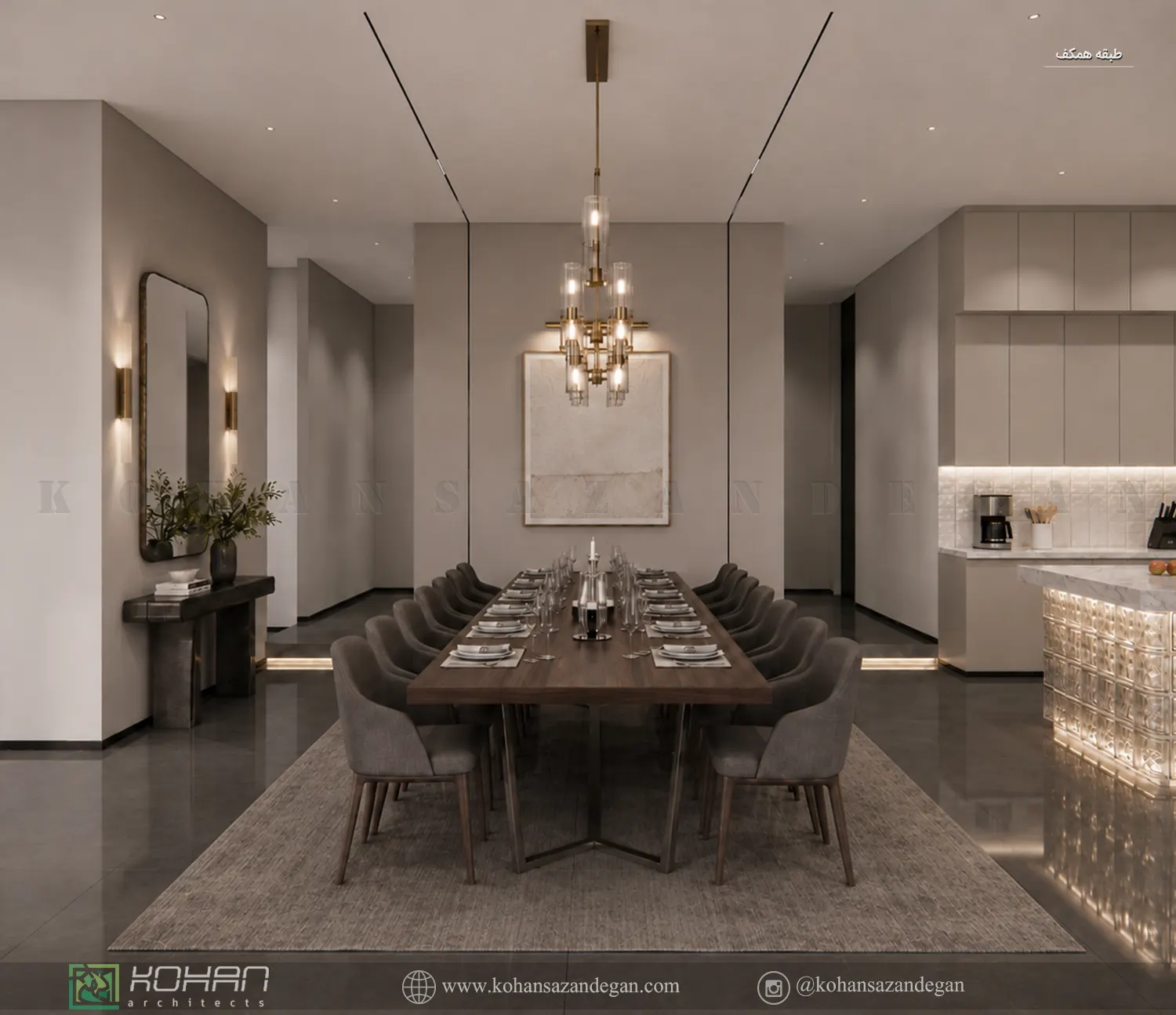 طدکوراسیون پذیرایی ویلای تریبلکس مدرن 