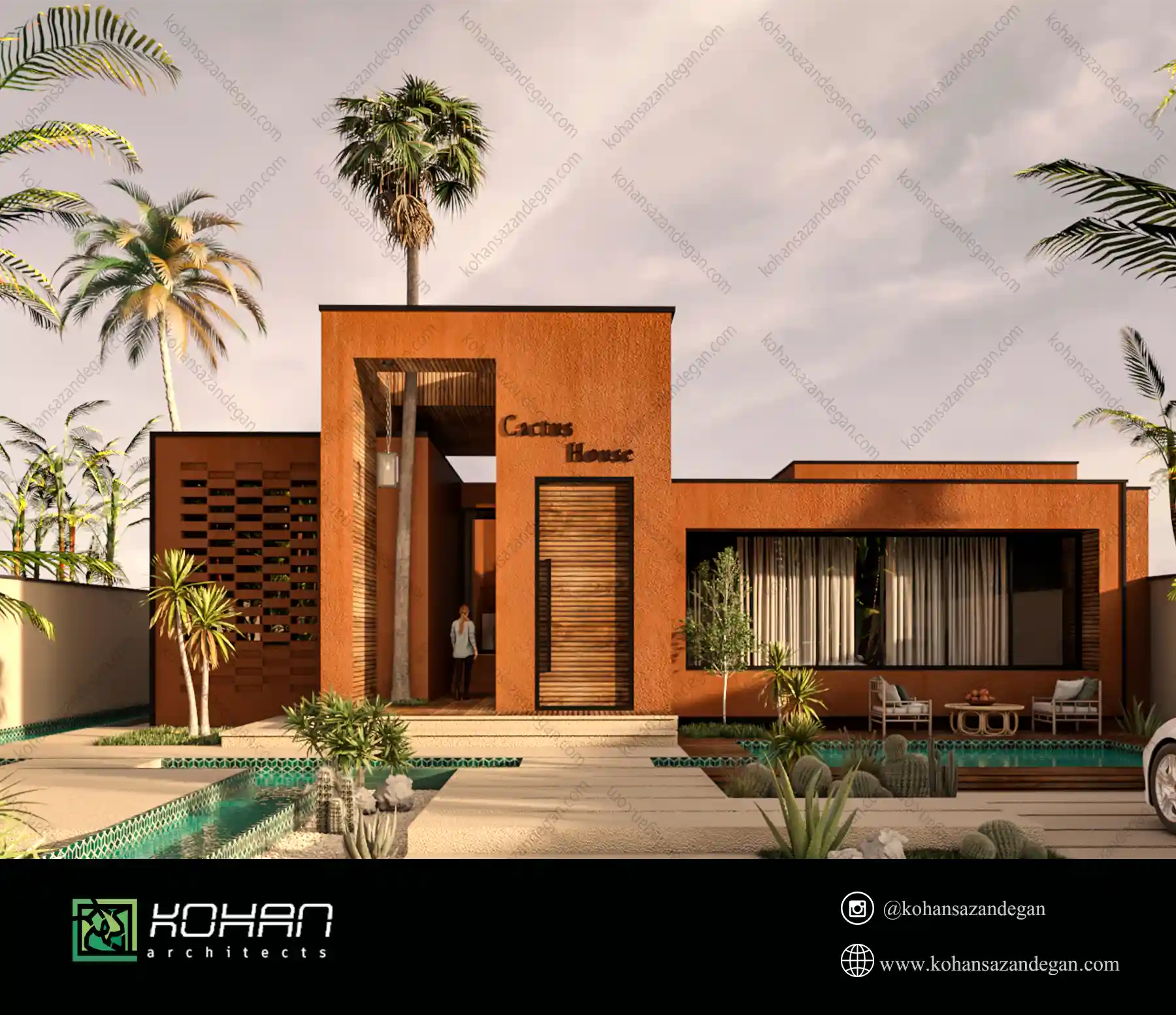 طراحی خانه ویلایی همکف با نمای مدرن