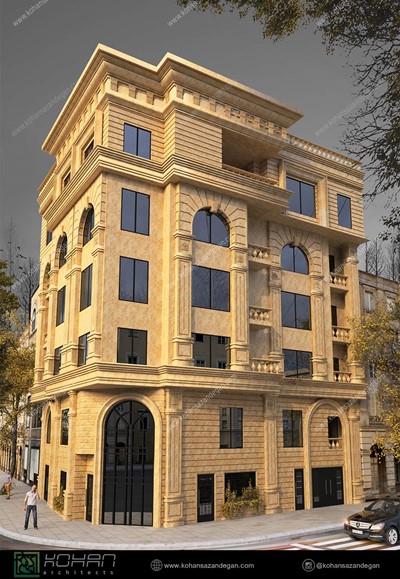 آپارتمان مسکونی 5 طبقه با نمای کلاسیک در ساری 