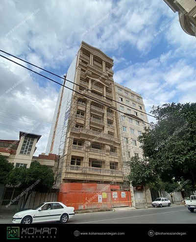 مراحل ساخت نمای کلاسیک آپارتمان مسکونی در مازندران 