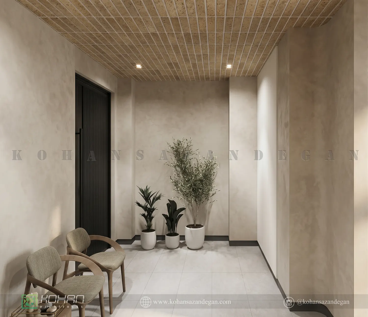طراحی لابی و پارکینگ خانه سه طبقه 
