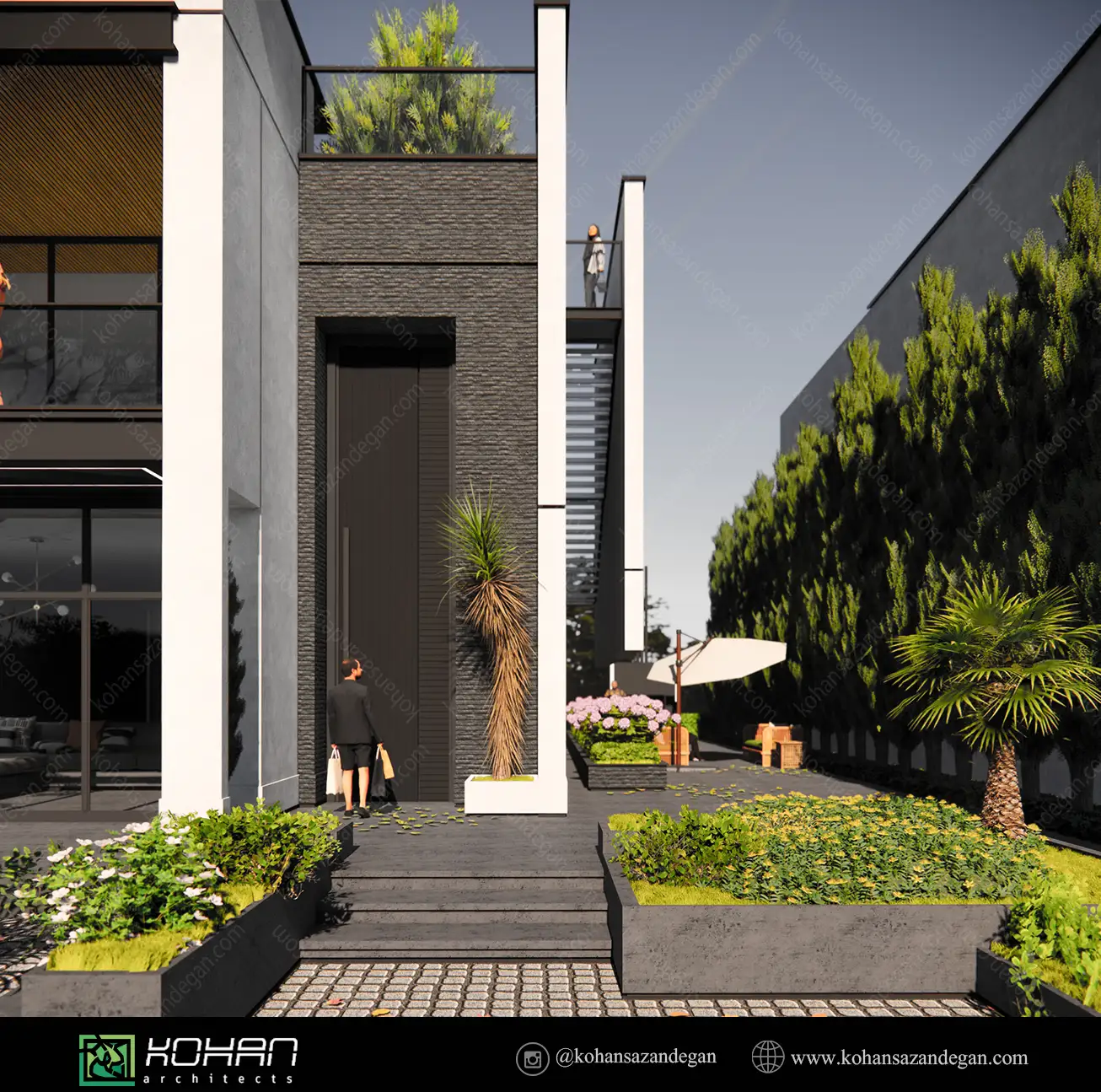 طراحی خانه ویلایی حیاط دار مدرن 