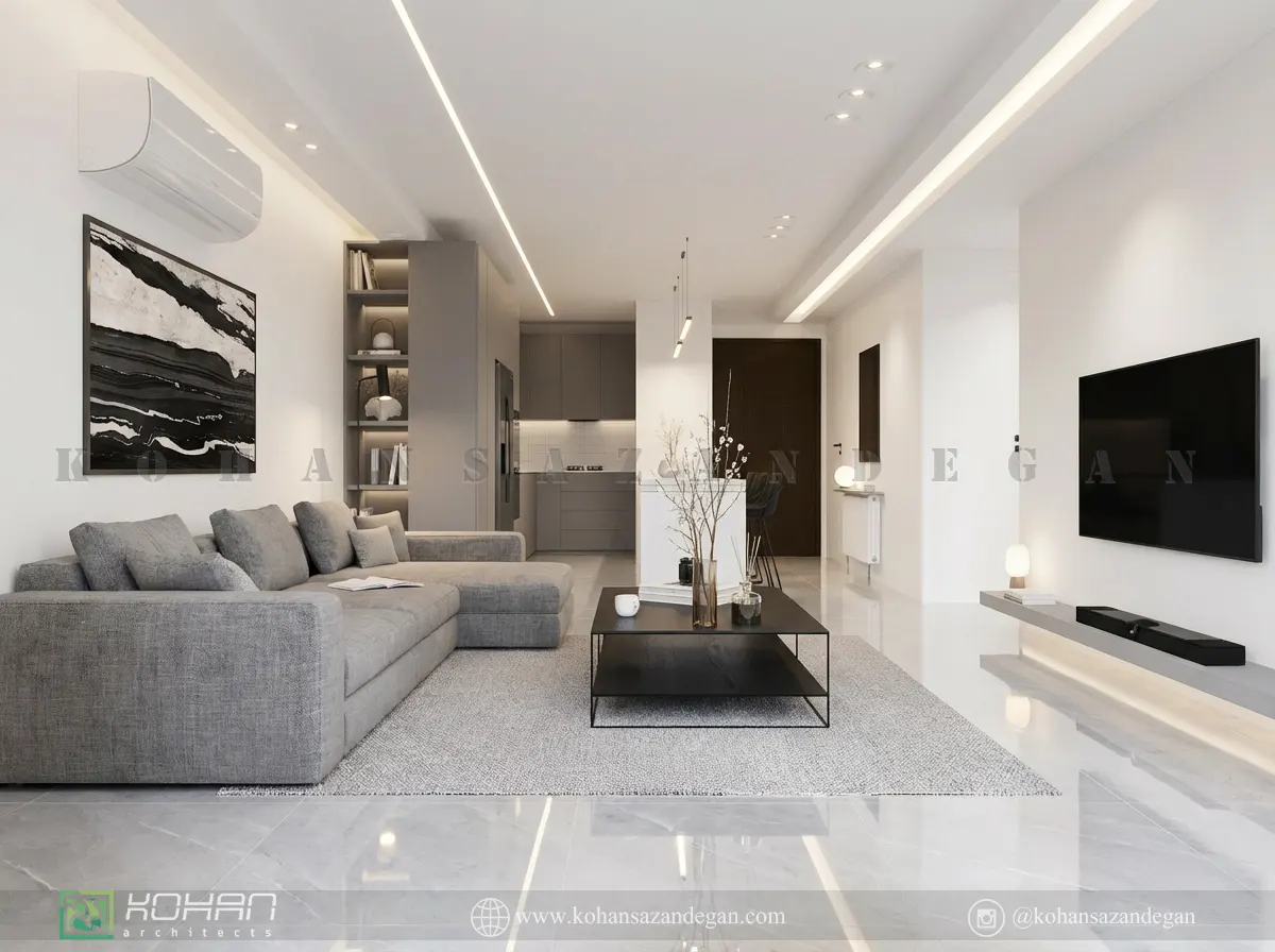 طراحی داخلی خانه ۹۰ متری مینیمال 