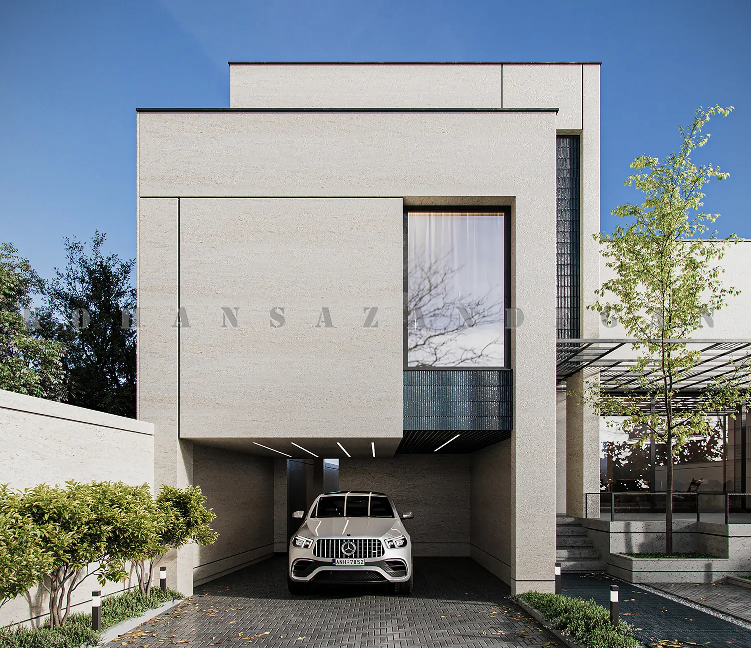 طراحی خانه ویلایی دوبلکس با نمای مدرن و شیک 