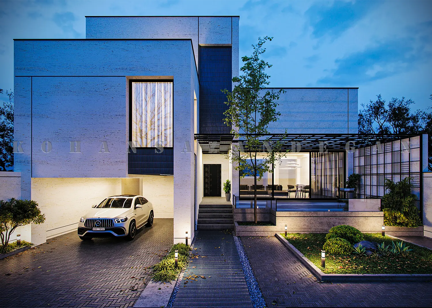 طراحی نمای ساختمان ویلایی دوبلکس در قائمشهر 