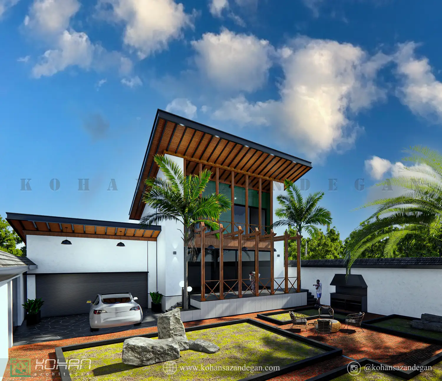 طراحی ویلا دوبلکس به سبک پست مدرن 