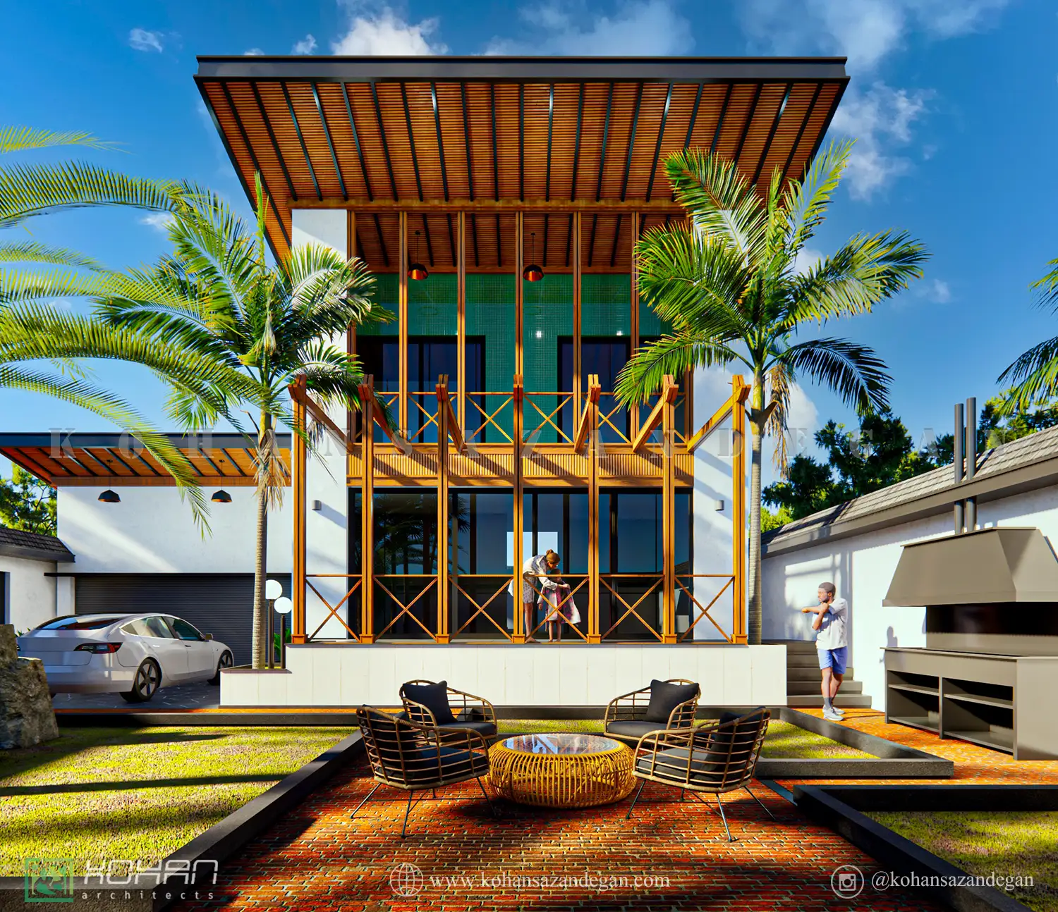 طراحی ویلا حیاط دار سنتی در تنکابن 