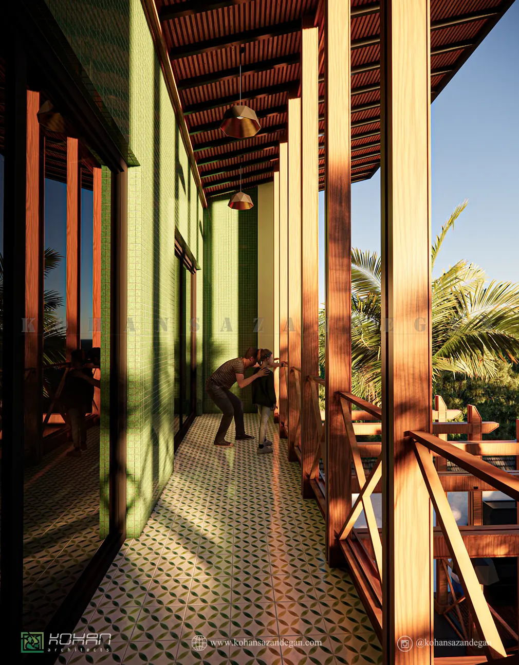 طراحی خانه ویلایی تراس دار سنتی ایرانی در شمال 