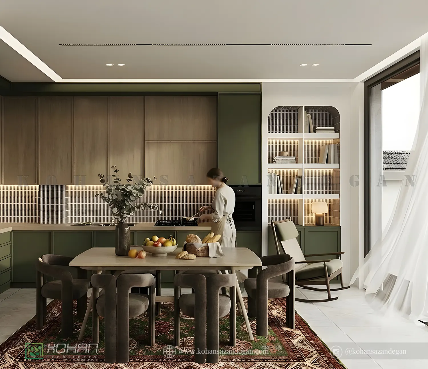 طراحی داخلی آشپزخانه شیک و مدرن 