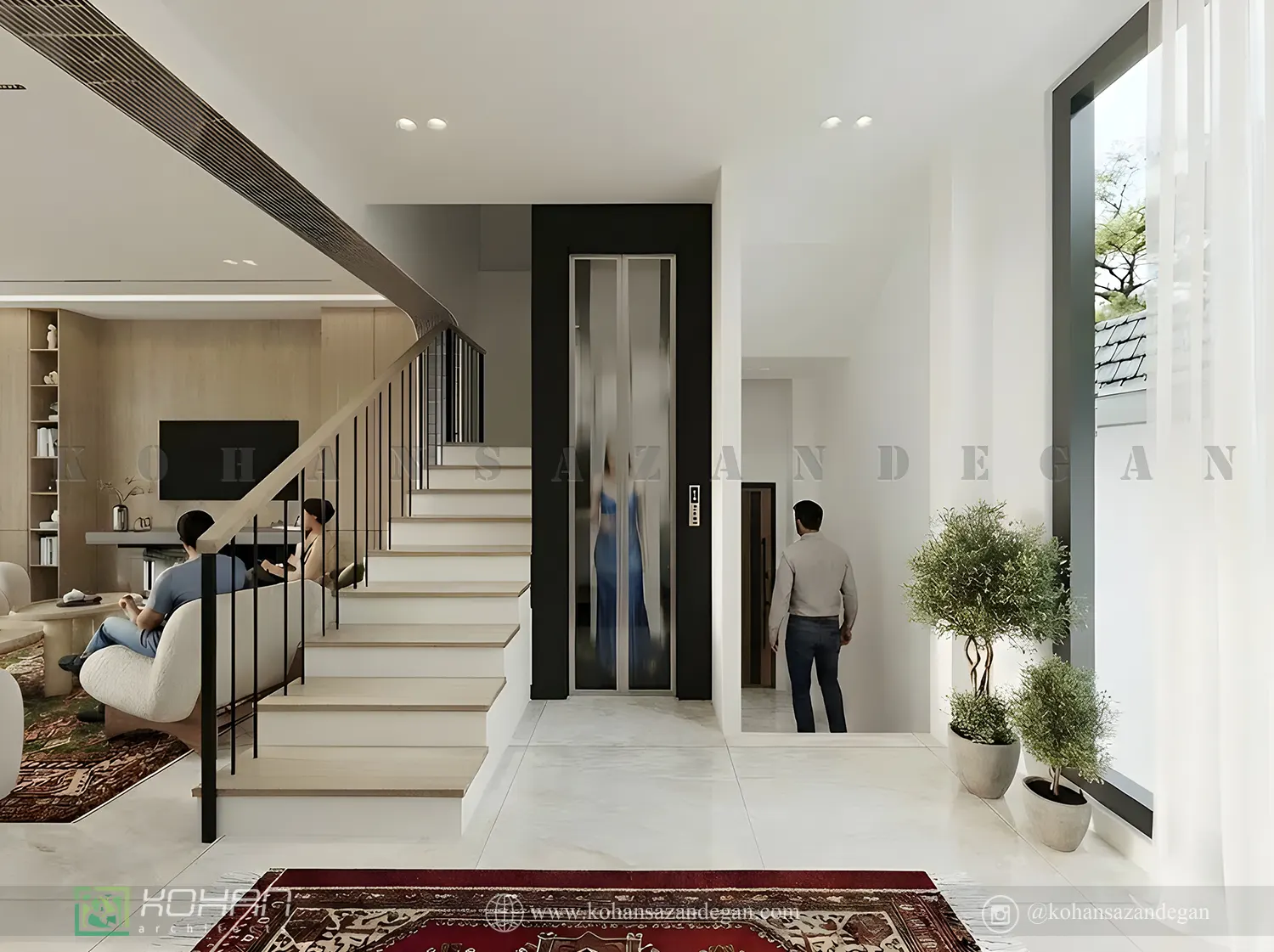 طراحی داخلی خانه با آسانسور 