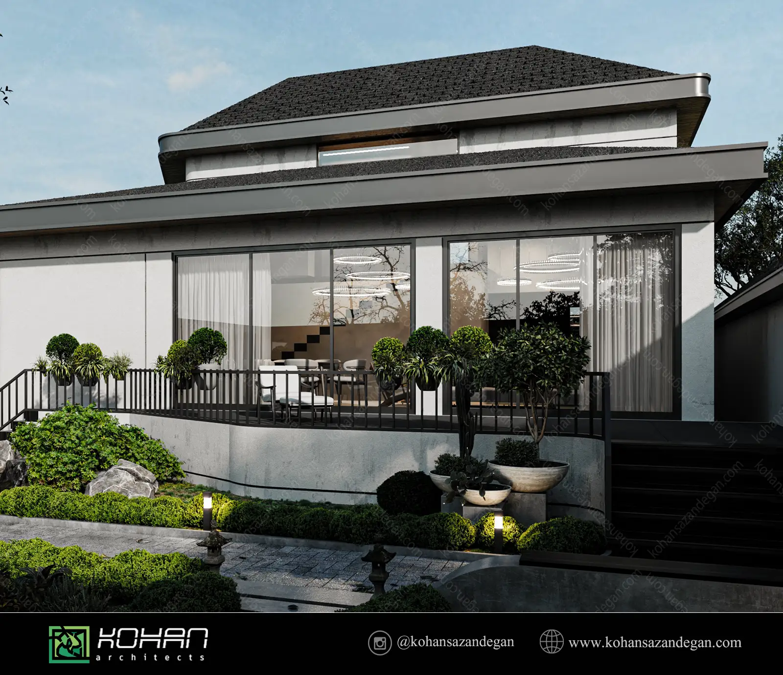 طراحی نمای ویلای نیم پیلوت مدرن در تنکابن 