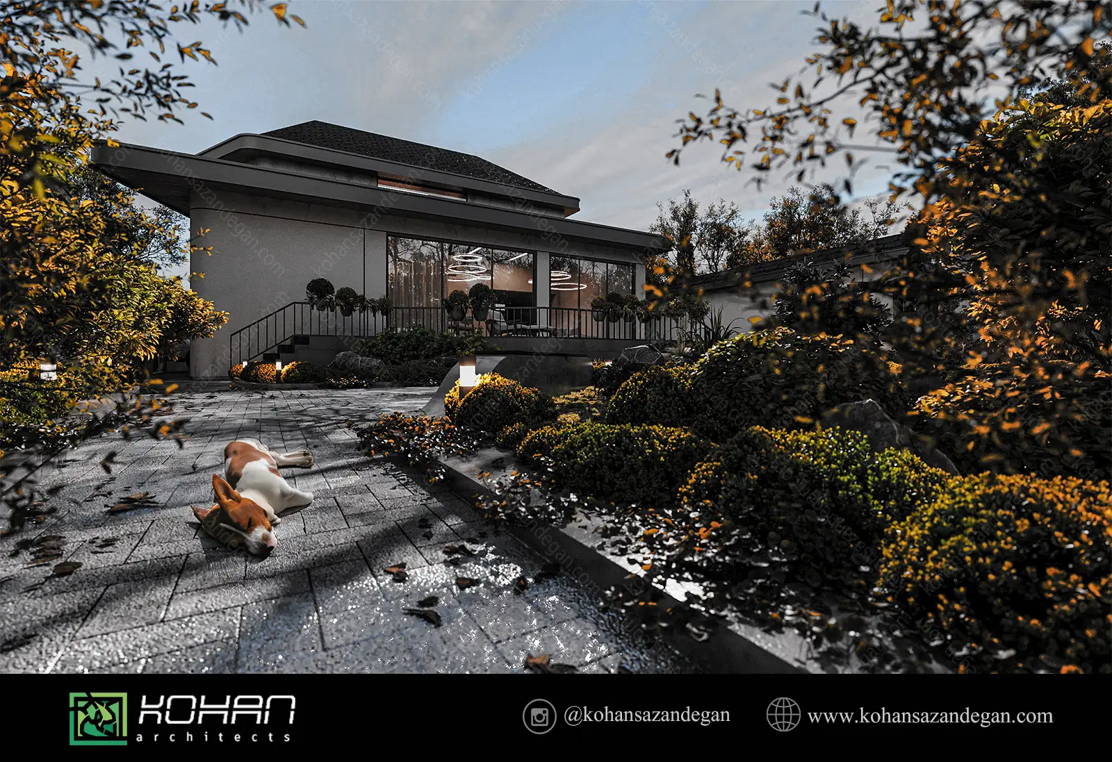 محوطه سازی ویلا شیک در تنکابن 