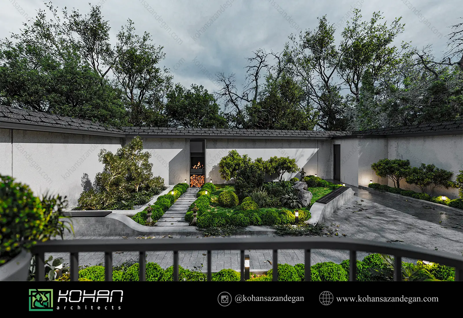 طراحی حیاط ویلای شیک در تنکابن 