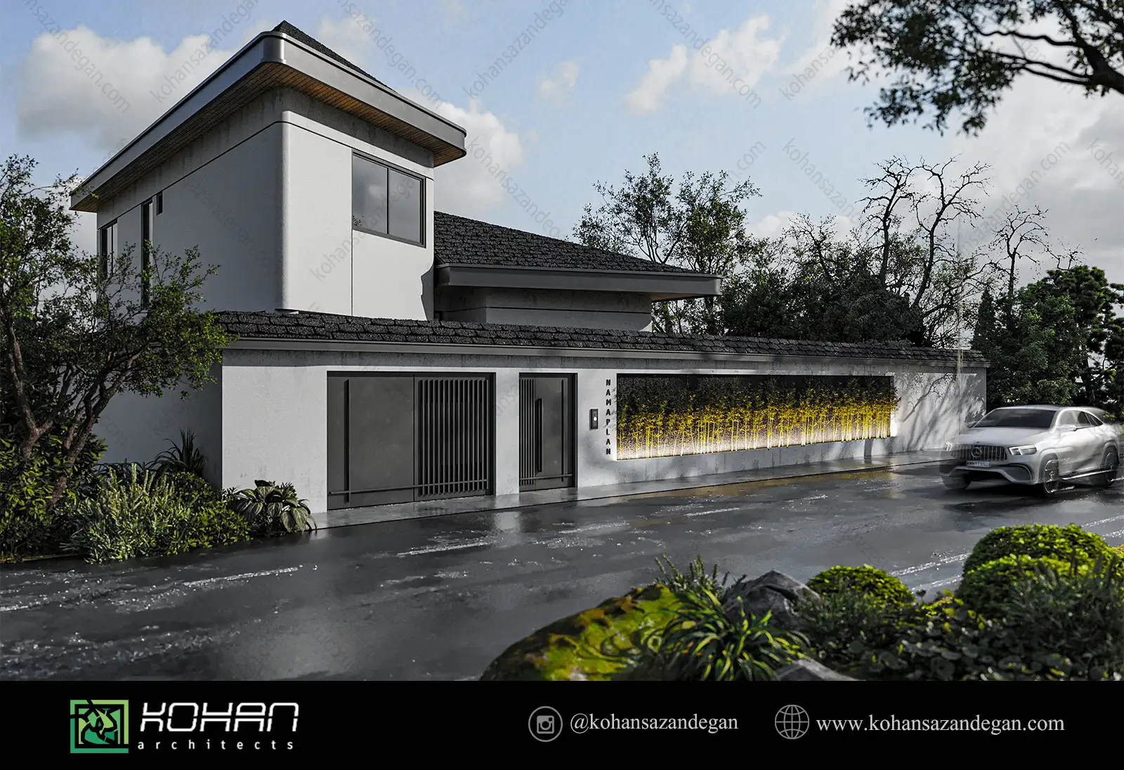 طراحی نمای ویلا مدرن در شهسوار 