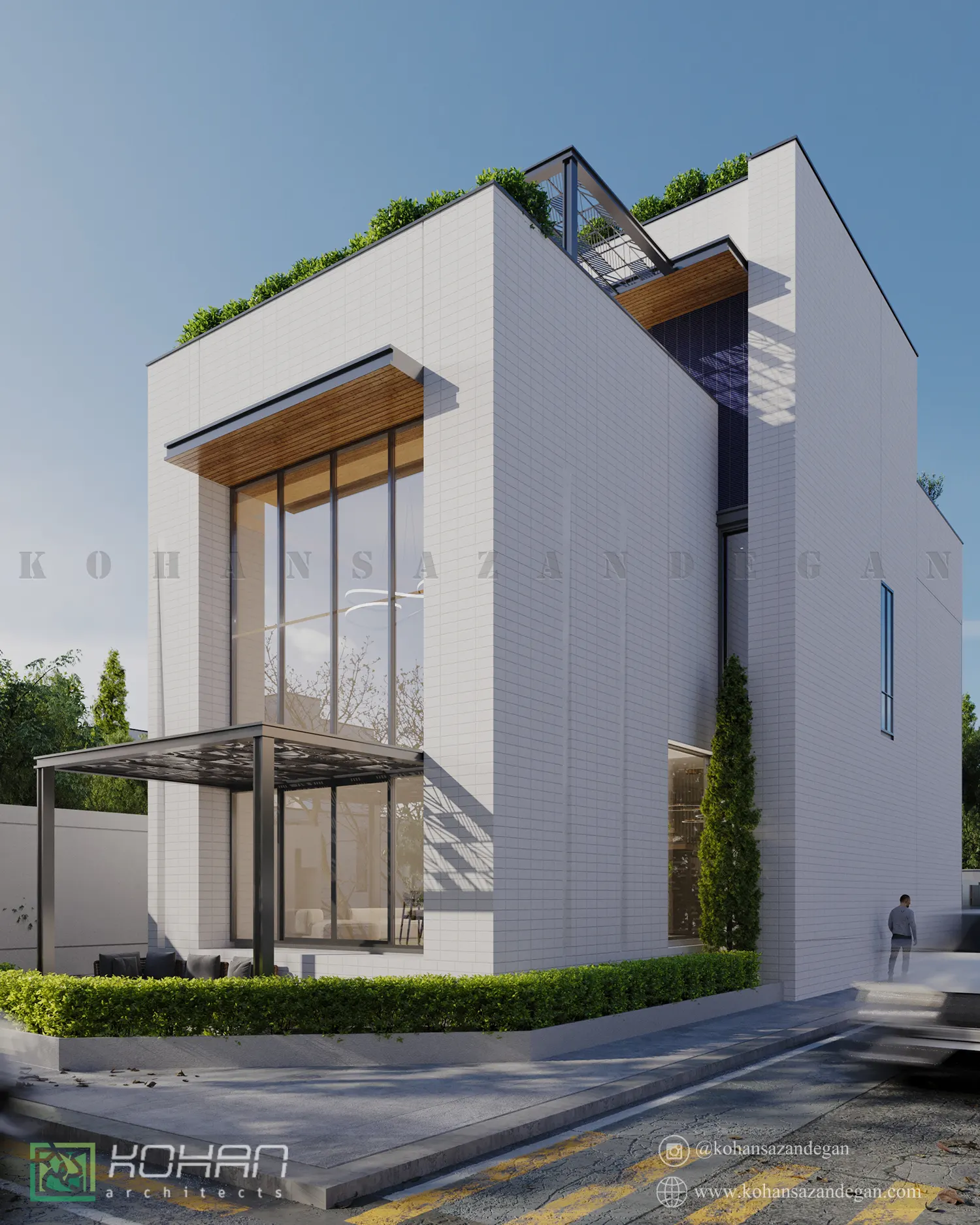 طراحی نمای ویلا تریبلکس مدرن 