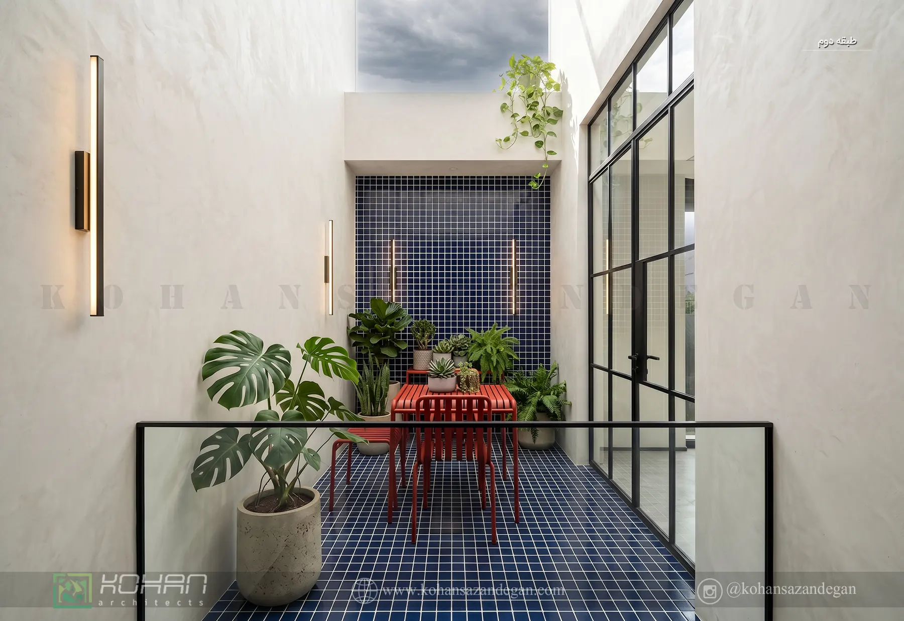 طراحی پاسیوی مرکزی ویلای تریبلکس 