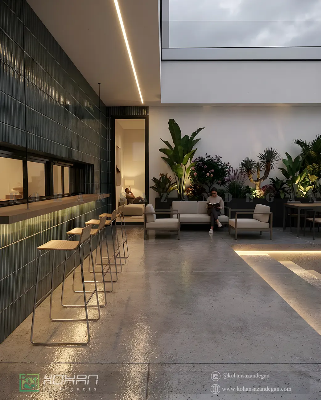 طراحی محوطه خانه ویلایی شیک 