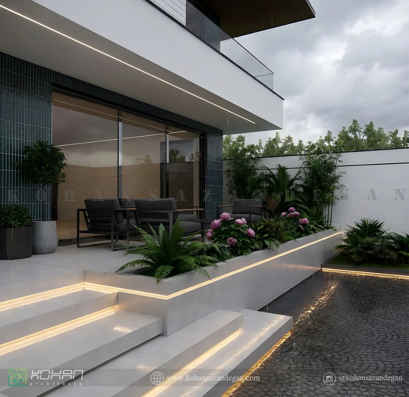 طراحی ویلا حیاط دار در ساری 