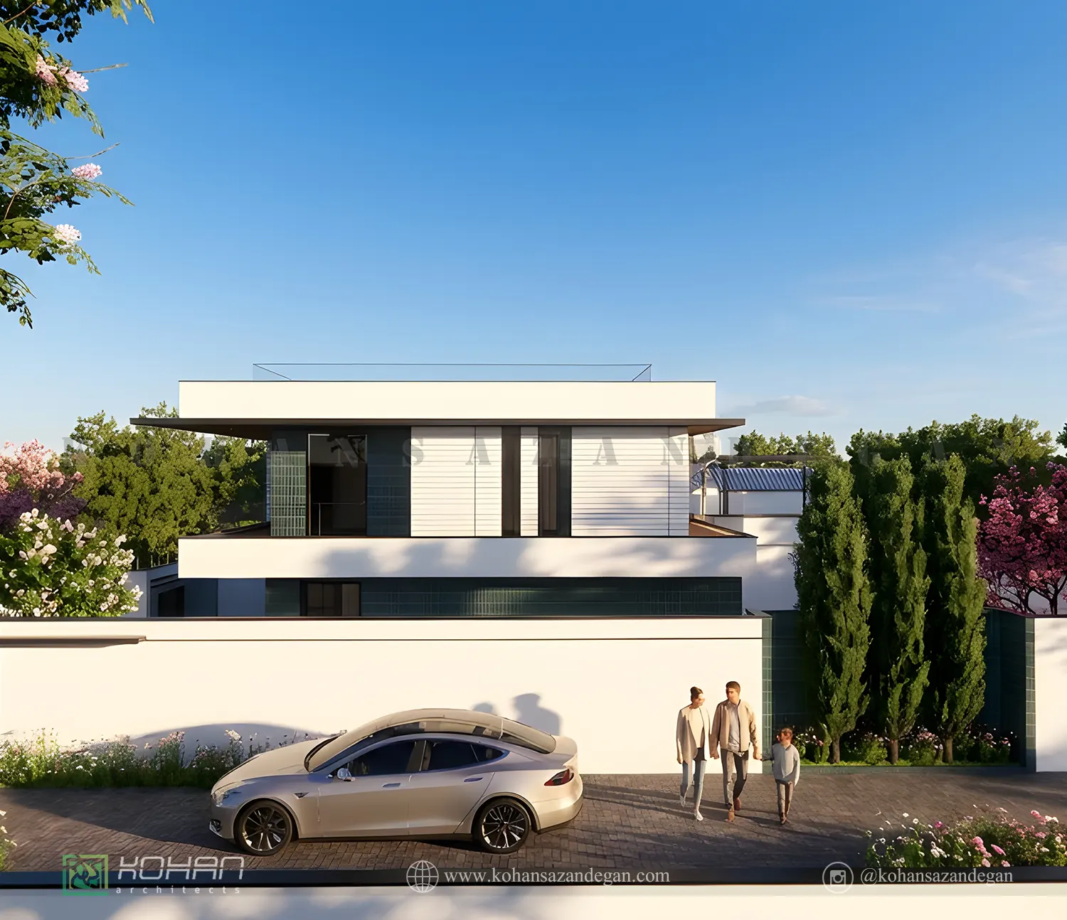 طراحی نمای ویلا دوبلکس مدرن 