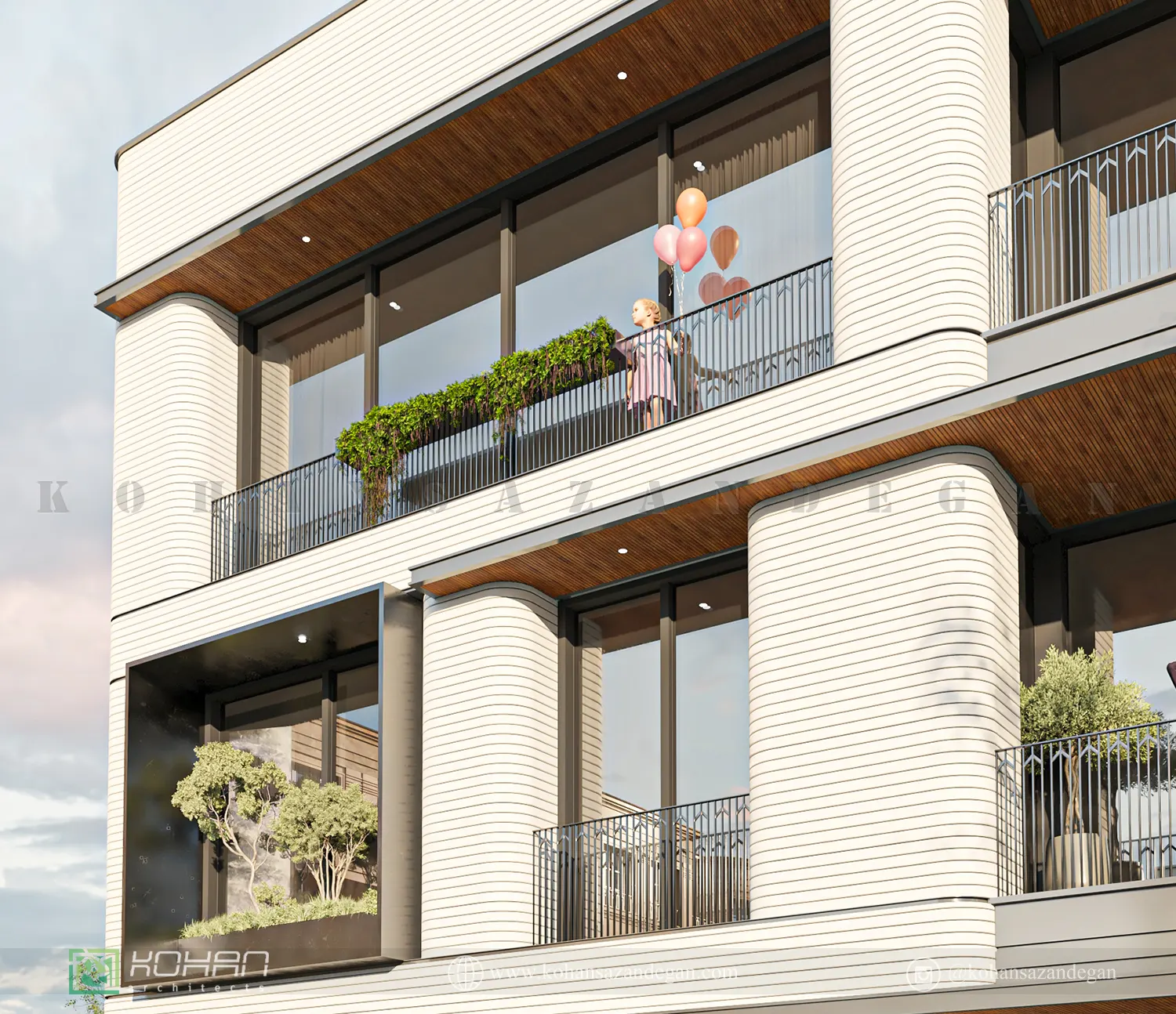 طراحی نمای آپارتمان مسکونی لوکس در قائمشهر 