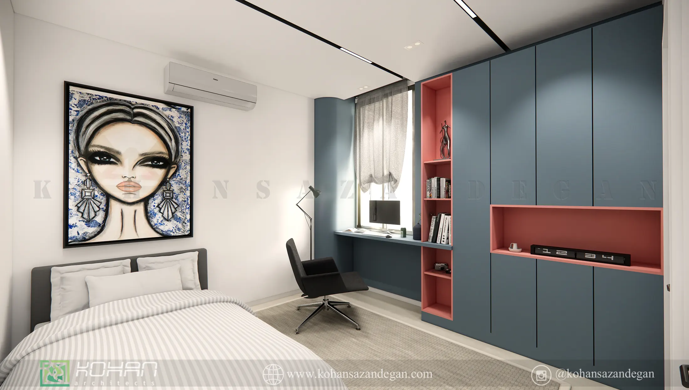 طراحی اتاق خواب شیک و مدرن 