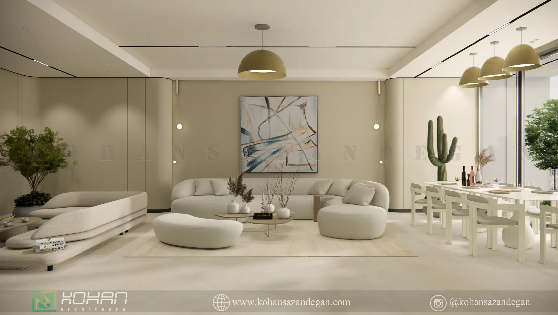 طراحی  نشیمن و پذیرایی خانه لوکس 