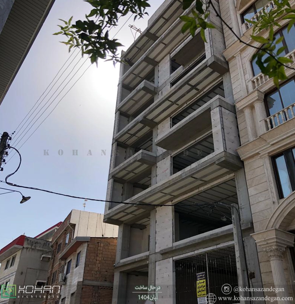 نقشه ساختمان مسکونی ۷ طبقه در قائمشهر 