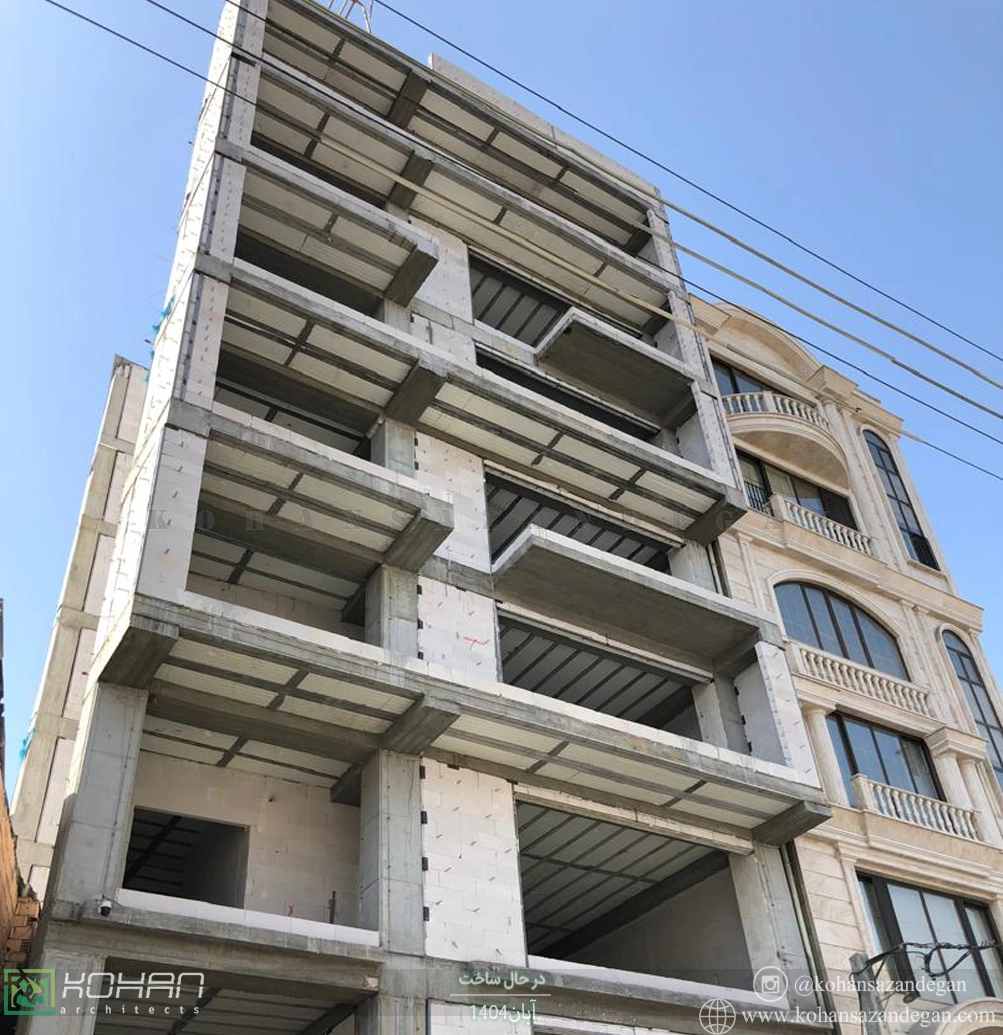 نقشه ساختمان مسکونی ۷ طبقه در قائمشهر 