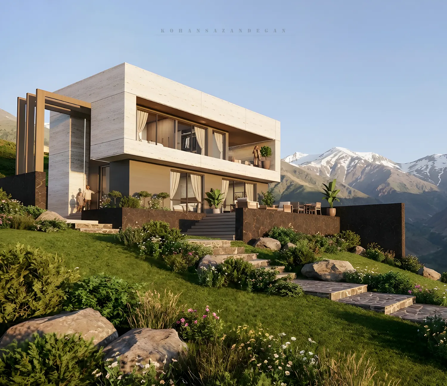 طراحی خانه باغ روستایی مدرن در شمال