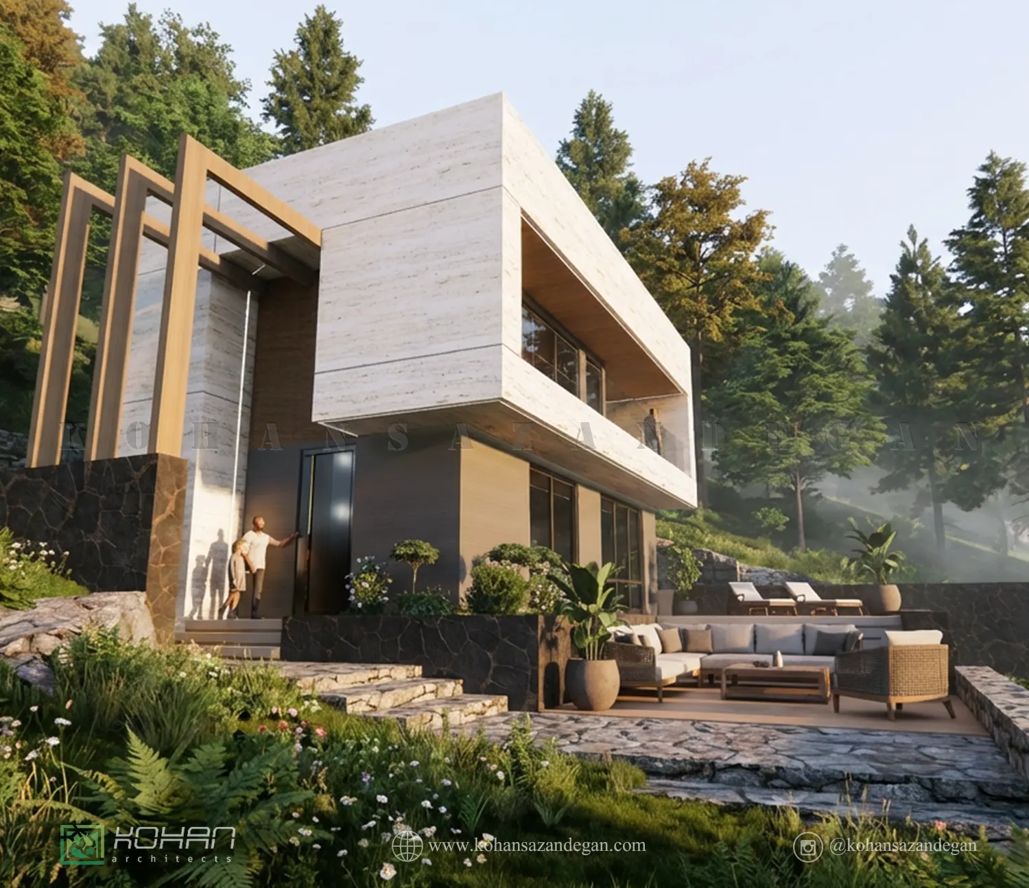 طراحی نقشه خانه باغ روستایی 258 متری 