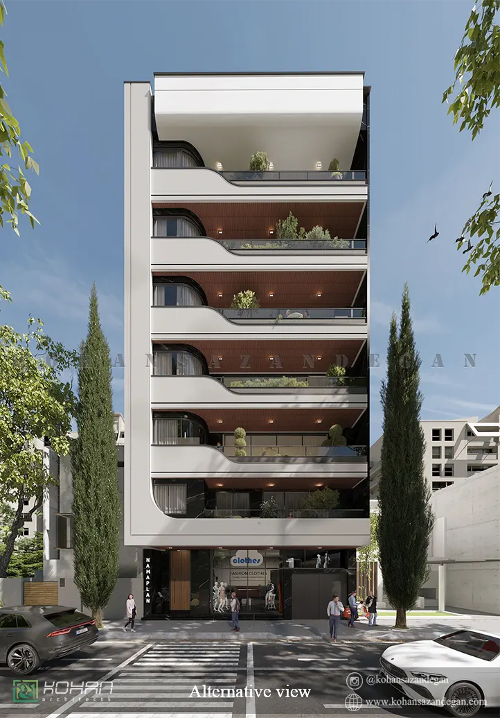 طراحی نمای آپارتمان 7 طبقه 