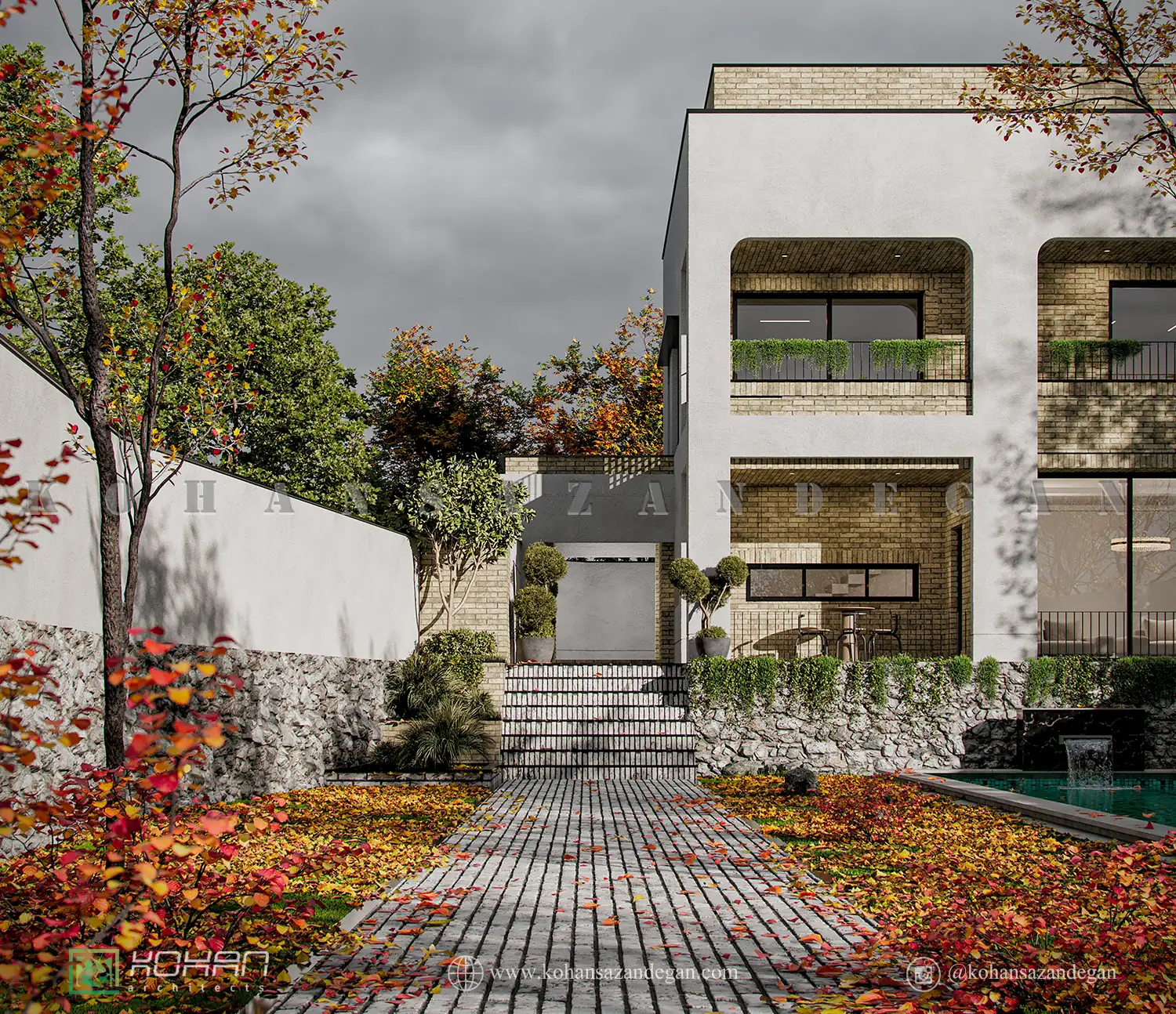 طراحی نمای دوبلکس ساده روستایی 