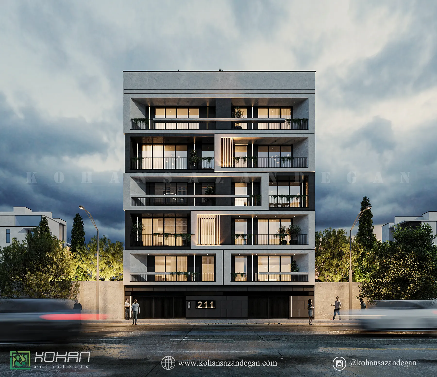 طراحی آپارتمان مدرن 5 طبقه 