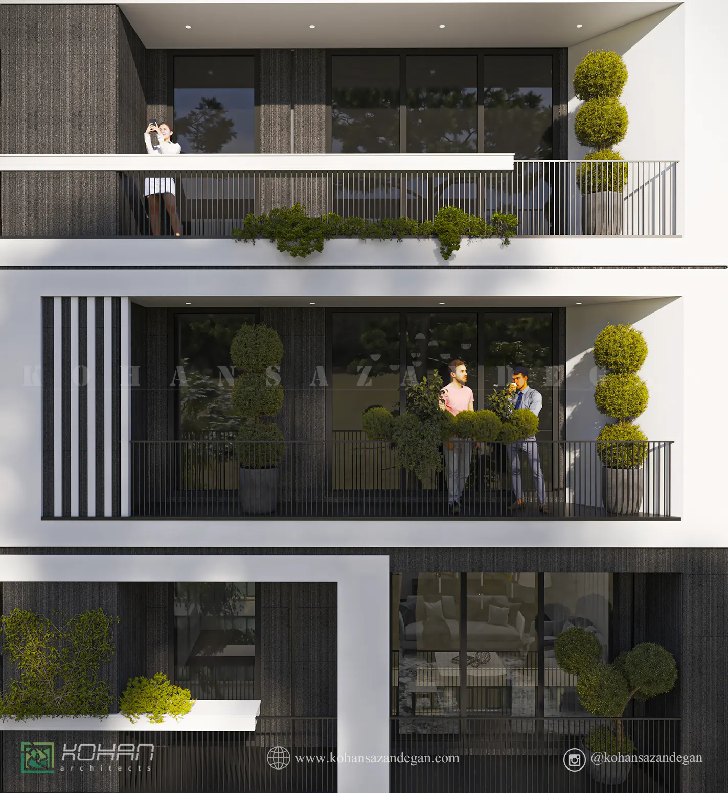 طراحی آپارتمان مسکونی 5 طبقه با تراس 