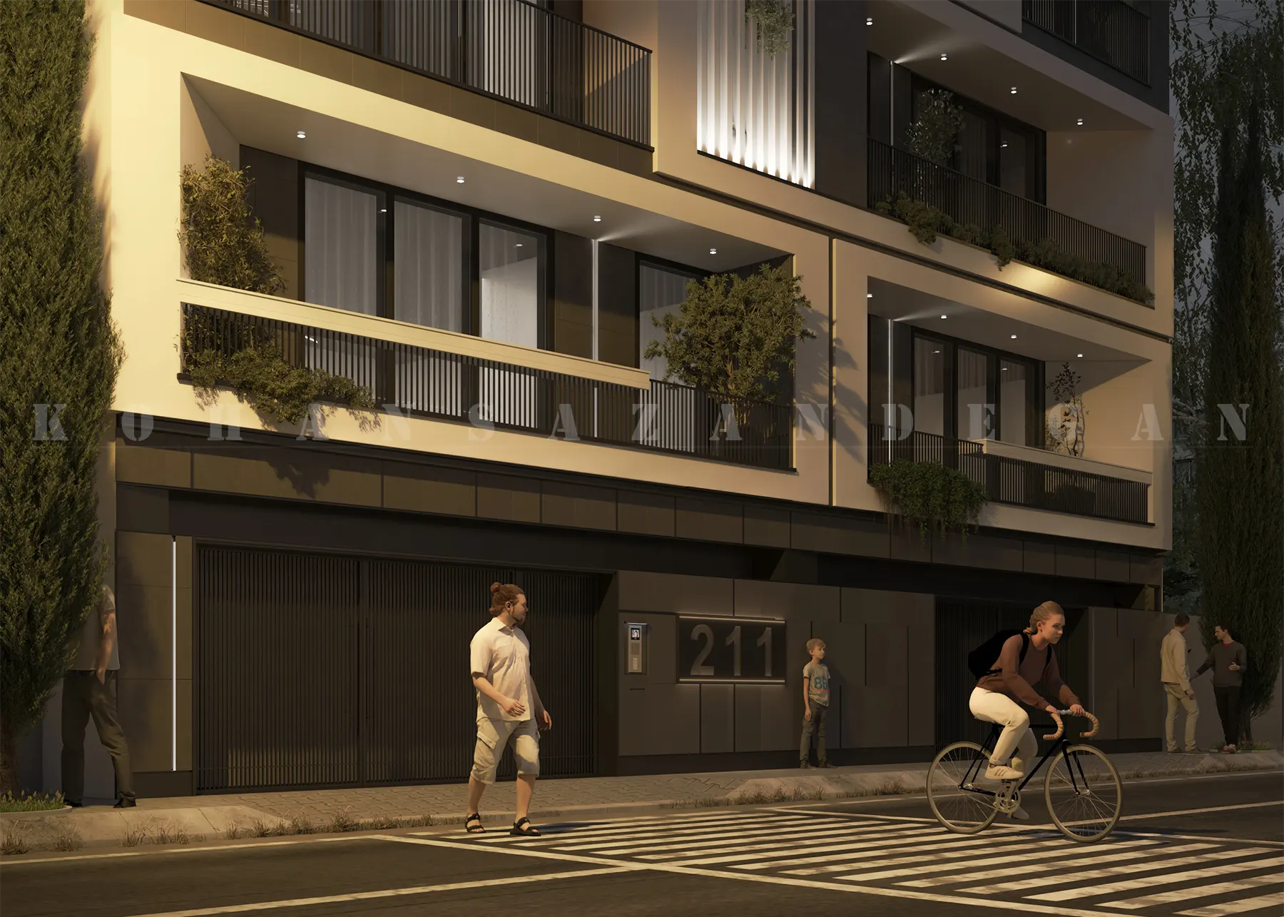 طراحی ساختمان مسکونی مدرن 5 طبقه در قائمشهر 