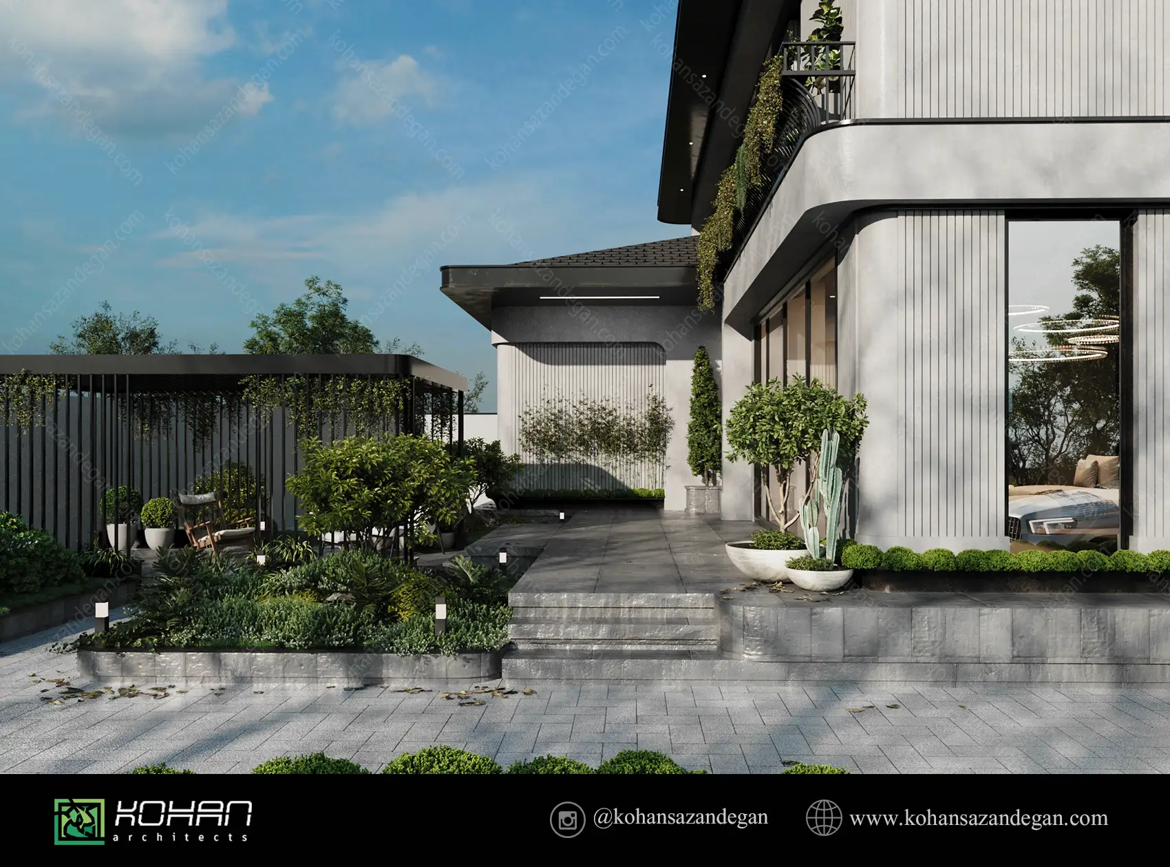 طراحی پروژه ویلایی حیاط دار در بابل 