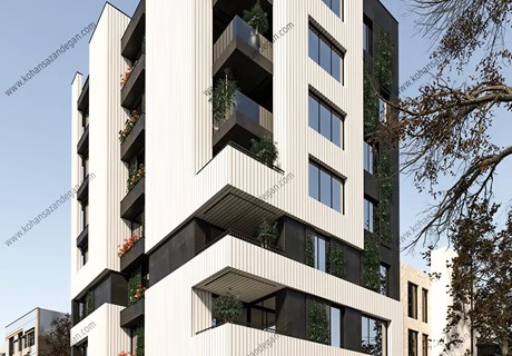 طراحی آپارتمان با نمای مدرن 7 طبقه