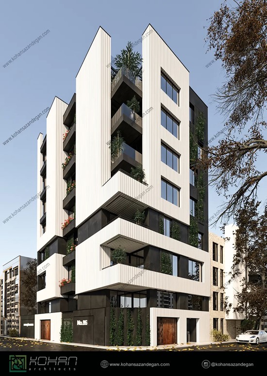طراحی آپارتمان با نمای مدرن 7 طبقه