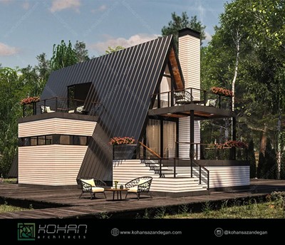 طراحی کلبه سوئیسی ای فریم در مازندران 