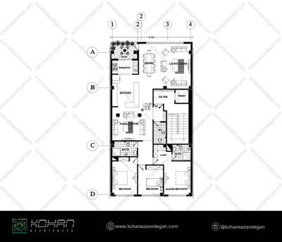 نقشه آپارتمان با طراحی نمای مدرن 