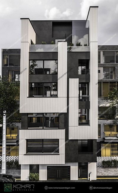 طراحی آپارتمان 5 طبقه با نمای مدرن 