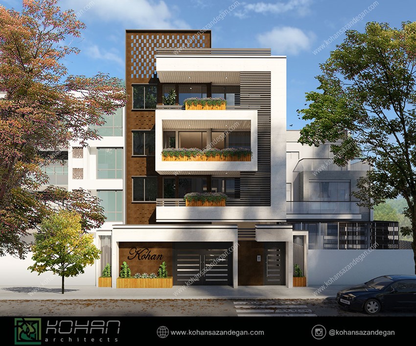 طراحی نمای آپارتمان مسکونی در کرمانشاه